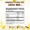 Vitamatic Triple Strength Omega 3 Fish Oil 3600mg Per Serving, 2160mg Omega 3 Fatty Acids, 1296mg EPA + 864mg DHA, Burpless Lemon Flavor, 180 Softgel