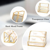 Feyarl Gold Glass Business Card Holder 2 Slots Name Cards Display Stand Business Cards Organizer Storage for Office Meeting Front Desktop Countertop