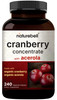 NatureBell Cranberry Concentrate - 240 Capsules - Organic Cranberry Concentrate with Acerola Cherry - Urinary Tract & Prostate Support* - Vegetarian