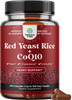 Red Yeast Rice with CoQ10 Supplement - Advanced Healthy Heart & Healthy Cholesterol Levels Formula for Men & Women - Extra Strength Capsule with Red