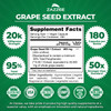 Zazzee High Strength Grape Seed 50:1 Extract, 180 Vegan Capsules, 95% Polyphenols, 400 mg per Capsule, 6 Month Supply, Standardized and Concentrated