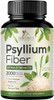 Psyllium Husk Fiber Supplement 2000mg - Extra Strength Psyllium Fiber Powder - Natural Soluble Fiber Pills, Supports Digestion, Colon Health & Regula
