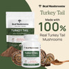 Real Mushrooms Turkey Tail Capsules  Organic Mushroom Extract for Daily Wellness, Gut Harmony, Energy Support  Vegan, Non-GMO, No Fillers  Turkey