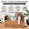 Flexzion 3 Tier Wooden Desk Organizer - Country Rustic Compartments Slot File Tray Pencil Sorter Shelf Holder Supplies Rack Accessories Set with Stor