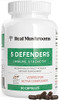 Real Mushrooms 5 Defenders - Adaptogenic Mushrooms Complex with Chaga, Reishi, Turkey Tail, Maitake & Shiitake for Wellness Support - Mushroom Beta G