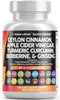 Clean Nutraceuticals Ceylon Cinnamon Capsules + Berberine Turmeric Apple Cider Vinegar Ginseng Bitter Melon Gymnema Milk Thistle Fenugreek Supplement