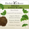 Herbal Roots Organic Ginkgo Biloba Made with Pure Organic Ginkgo Leaf and Extract - 60 Vegan Capsules