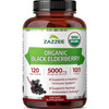 Zazzee USDA Organic Black Elderberry 10:1 Extract, 5000 mg Strength, 120 Vegan Capsules, 2 Month Supply, Standardized, Concentrated 10X Extract, 100%