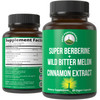 Ultra High Strength 4-in-1 Super Berberine Patented GlucoVantage + Wild Bitter Melon + Cinnamon Extract + Chromium Picolinate Vegan Capsules. Great S