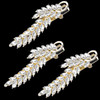 Isslly 3PCS Sparking Crystal Leaf Hair Clips, Clear Leaves Rhinestone Hair Barrettes for Women, Girls, French Hair Clips, Metal Hairpins Accessories