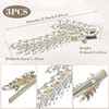 Isslly 3PCS Sparking Crystal Leaf Hair Clips, Clear Leaves Rhinestone Hair Barrettes for Women, Girls, French Hair Clips, Metal Hairpins Accessories