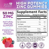 Zinc Gummies 50mg - Extra Strength Skin Health & Immune Support Gummy, Vegan, Non-GMO & Gluten Free - Best Zinc Supplement Antioxidant Heart & Bone H