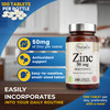 Zinc 50mg [High Potency] Supplement - Immune Support System from Natural Zinc (Oxide/Citrate) 100 Tablets, Made by Natures Potent.