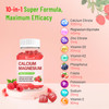 Calcium Magnesium Zinc Gummies with Vitamin D3 & K2, High Absorption Magnesium Glycinate Potassium for Immune and Calm Mood, Raspberry Flavor 120 Gum