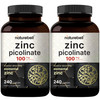2 Pack Maximum Strength Zinc 100mg, Zinc Picolinate Supplement, 480 Capsules, Zinc Vitamin and Immune Vitamins for Enzyme Function and Immune Support