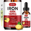 Liquid Iron Supplement for Women & Men Iron Drops Iron Supplements for Anemia with Folate, Vitamin C, B12 for Red Blood Cell Support-Pineapple Flavor