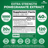 Zazzee Extra Strength Pomegranate 20:1 Extract, 5000 mg Strength, 40% Ellagic Acid, 120 Vegan Capsules, 4 Month Supply, Standardized, Concentrated 20