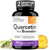 Quercetin with Bromelain Vegetarian Supplement Capsules | 120 Count (1000mg Per Serving 2400 GDU/g) | Supports Healthy Immune System, Helps With Seas