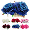 Xiaokeis Wedding Rose Flower Hair Comb, Faux Velvet Red Rose Bridal Hair Clip, Floral Hair Accessory for Women and Girls