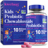 LOVEBUG Probiotics for Kids  Probiotic Chewables with Prebiotic Fiber for Age 4+,Daily Children's Gut Health & Digestive Support Supplement, Sugar-F