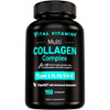 Vital Vitamins Multi Collagen Capsules - Type I, II, III, V, X - Grass-Fed, Collagen Peptides Supplements, Non-GMO - for Men & Women - 150 Count