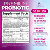 Probiotics 50 Billion CFU per Serving - 10 Strains + Prebiotics - Digestive Health, Gut & Immune Support - Supports Occasional Constipation, Gas & Bl