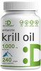 DEAL SUPPLEMENT Antarctic Krill Oil, 1,000mg Per Serving, 240 Softgels  Mercury Free, No Fishy Taste  Rich in Omega-3s, EPA, DHA, Astaxanthin, & Ph