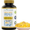 Omega 3 Fish Oil Supplement  2000mg with EPA DHA & Vitamin E  Burpless, Triple Strength Support for Men & Women  120 Easy Swallow Softgels