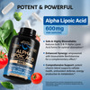 Alpha Lipoic Acid 600mg - ALA Supplement Antioxidant for Nerve, Energy & Metabolism Support - Extra Strength with Benfotiamine, B1 & B12 - Lab Tested