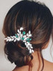 Yean Rhinestone Wedding Hair Comb Silver Bridal Hair Piece Green Crystal Hair Accesories for Brides