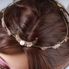 Yheakne Boho Moon Star Headband Gold Rhinestone Head Chain Crystal Headband Sparkle CZ Hair Chain Headpieces Decorative Alloy Headdress Wedding Hair