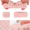 ACO-UINT 6Pcs Spa Headbands and Wrist Washband Set, Pink Headband for Washing Face Towel Wristbands Make Up Headbands, Microfiber Hair Band Skincare