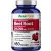 NusaPure Beet Root 30:1 Extract, 1000 mg Equivalent to 30,000 mg 150 Veggie caps (Vegan, Non-GMO & Vegan 4% Nitrates) Bioperine