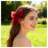 Erimberate Bohemian Red Bow Hair Clips Bows Tie Hair Barrettes Red Bows Hair Clip Barrette Large Bow Hair Clip Bowknot Headpiece Hair Accessories for