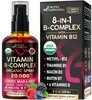 USDA Organic Vitamin B-Complex Liquid Spray 8-in-1 - B5 Pantothenic Acid | B12 Methylcobalamin | B1 Thiamine | B6 Pyridoxine | B7 Biotin | B9 Folic |