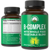 Vitamin B Complex Capsules + Whole Food Blend of 25 Vegetables and Fruits for Max Absorption. Best Vegan B-Complex Supplement with Vitamin B1, B2, B3