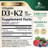 Vitamin D3 K2 Supplement | 5000 IU D3 + K2 100 mcg | MK-7 K2 with Vitamin D | Supports Immune, Heart, Teeth & Bone Health - Nature's Easy to Chew, VI