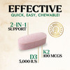Vitamin D3 K2 Supplement | 5000 IU D3 + K2 100 mcg | MK-7 K2 with Vitamin D | Supports Immune, Heart, Teeth & Bone Health - Nature's Easy to Chew, VI