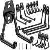 TICONN 12 Pack Heavy Duty Garage Hooks, Steel Utility Wall Storage Hooks, Wall Mount Hanger Organizer for Ladders, Bikes, Tools, Bulky Items (Black)
