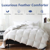 DOWNCOOL Feather Down Fiber Comforter King Size, 100% Cotton Ultra Soft Fluffy Duvet Insert King, All Season Luxurious Hotel Bedding Comforters with