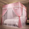 VETHIN 4 Corners Post Ruffle Princess Bed Canopy Curtain-Double Layer Cozy Drape Netting 4 Opening Mosquito Net for Girls Adults Bedroom Decoration (