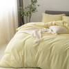FOSSA Duvet Cover Set 100% Washed Cotton Linen Feel Super Soft Breathable Cozy 3 Pieces Bedding Sets Solid Pastel Yellow Queen