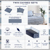 Nautica - Daybed Bedding Sets, Cotton Reversible Bed Set with Matching Shams & Pillow Cover, Lightweight Bedding Set for All Seasons (Coveside Blue,