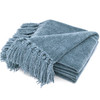RECYCO Throw Blanket Soft Cozy Chenille Throw Blanket with Fringe Tassel for Couch Sofa Chair Bed Living Room Gift (Dusty Blue, 50'' x 60'')
