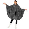 PAVILIA Angel Wrap Hooded Blanket Poncho, Wearable Blanket Throw Wrap Poncho for Women Adult, Cozy Fluffy Sherpa Fleece Shawl Cape with Hood pockets,