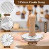 3+5 Cookie Stamps Biscuit Cutter Set, Luxiv 3 Molds Metal Cookie Press Mold Wooden Handle Embossing Stamper, 5 Size Cookie Cutter Tool, Hand-press Bi
