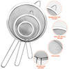 3Pcs Super Wire Extra Fine Mesh Strainer with Handle, Small Medium Large Size Sifter Metal Strainer Set, Stainless Steel Sieve Fine Mesh Strainers fo