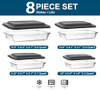 8-Piece Deep Glass Baking Dish Set with Plastic lids,Rectangular Glass Bakeware Set with Lids, Baking Pans for Lasagna, Leftovers, Cooking, Kitchen,