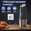 RECHARGEABLE - Gravity Electric Pepper and Salt Grinder Set, Adjustable Coarseness, With LED Light, One Hand Automatic Operation, 2 Pack-Black
