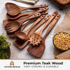 Wooden Spoons for Cooking  10 Pc Teak Wood Utensil Set, Durable, Nonstick Safe & Heat Resistant with Ergonomic Handles